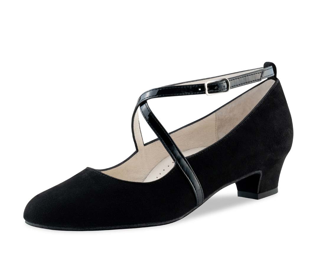 Marina schwarzer Werner Kern Damentanzschuh mit Lackriemchen