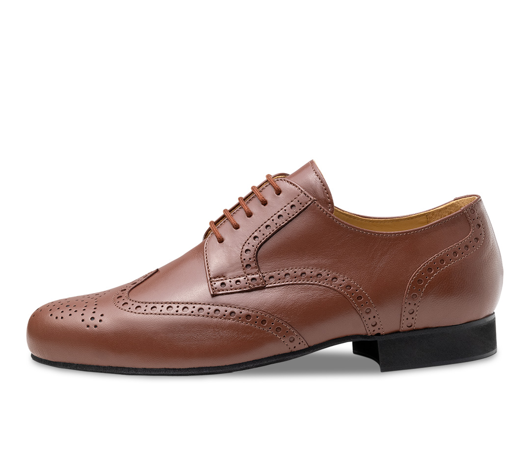 Bormio - extraweit Herrentanzschuh in cognacfarbenem Nappaleder mit Brouge Lochmuster von Werner Kern