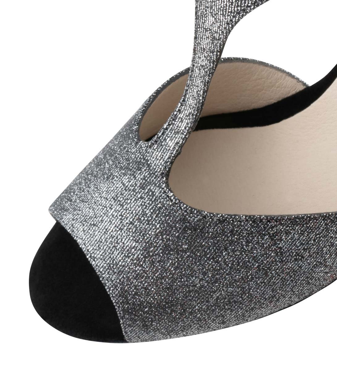 Jamie Detailansicht vom Werner Kern Damentanzschuh in silber-schwarz
