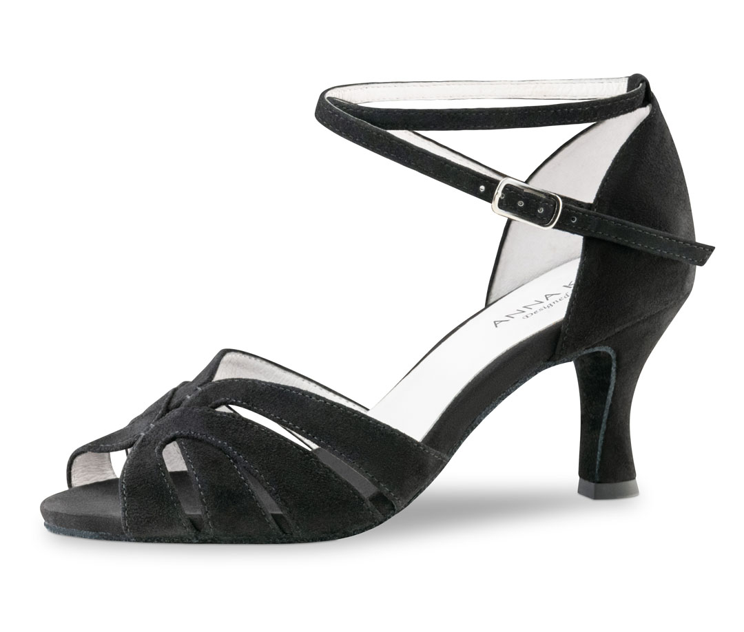 Tanzsandale mit 6 cm Absatz aus schwarzem Velourleder von Anna Kern