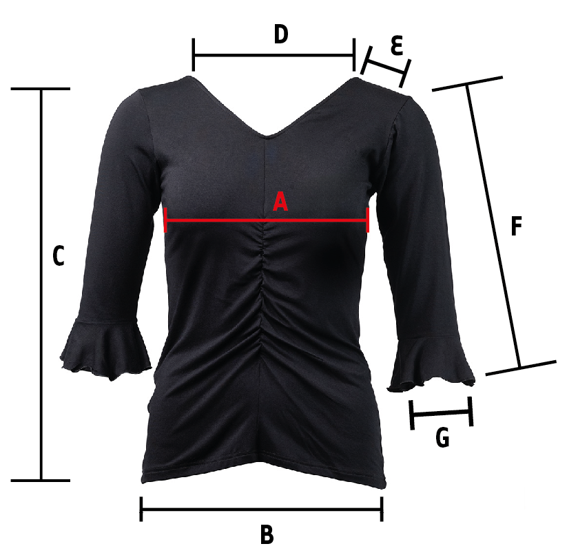 Maße von Tanzoberteil Talvi in schwarz