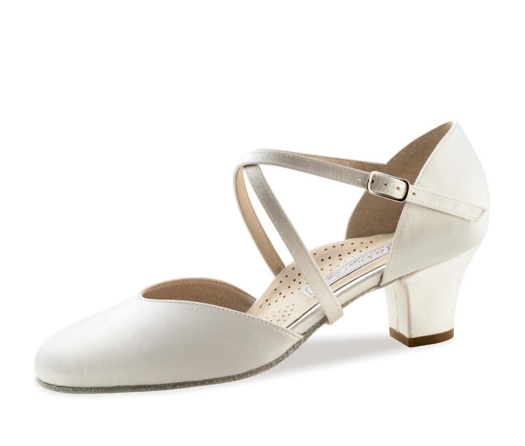 Felice 4,5 cm hoher Werner Kern Brautschuh in Satin weiß