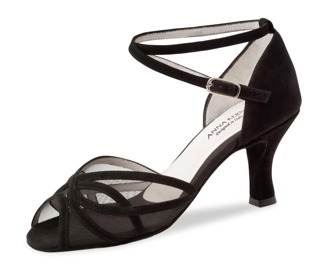 Adele schwarzer Latein Damentanzschuh von Anna Kern mit Fesselspange