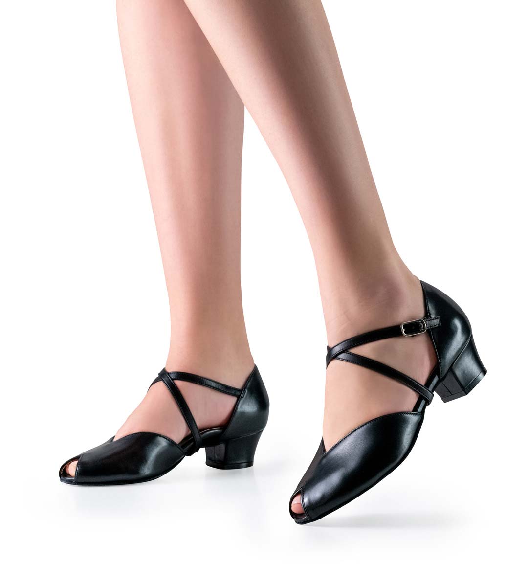 Freya Comfort Damentanzschuh in schwarz mit Ristriemchen