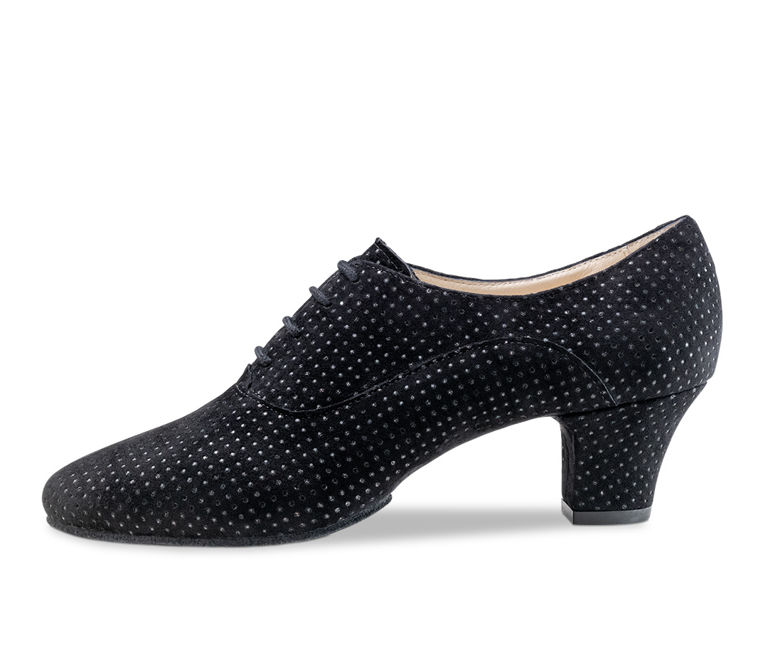 Brokat Trainingstanzschuh in schwarz mit Glitzereffekt und 4,5 cm Blockabsatz von Werner Kern