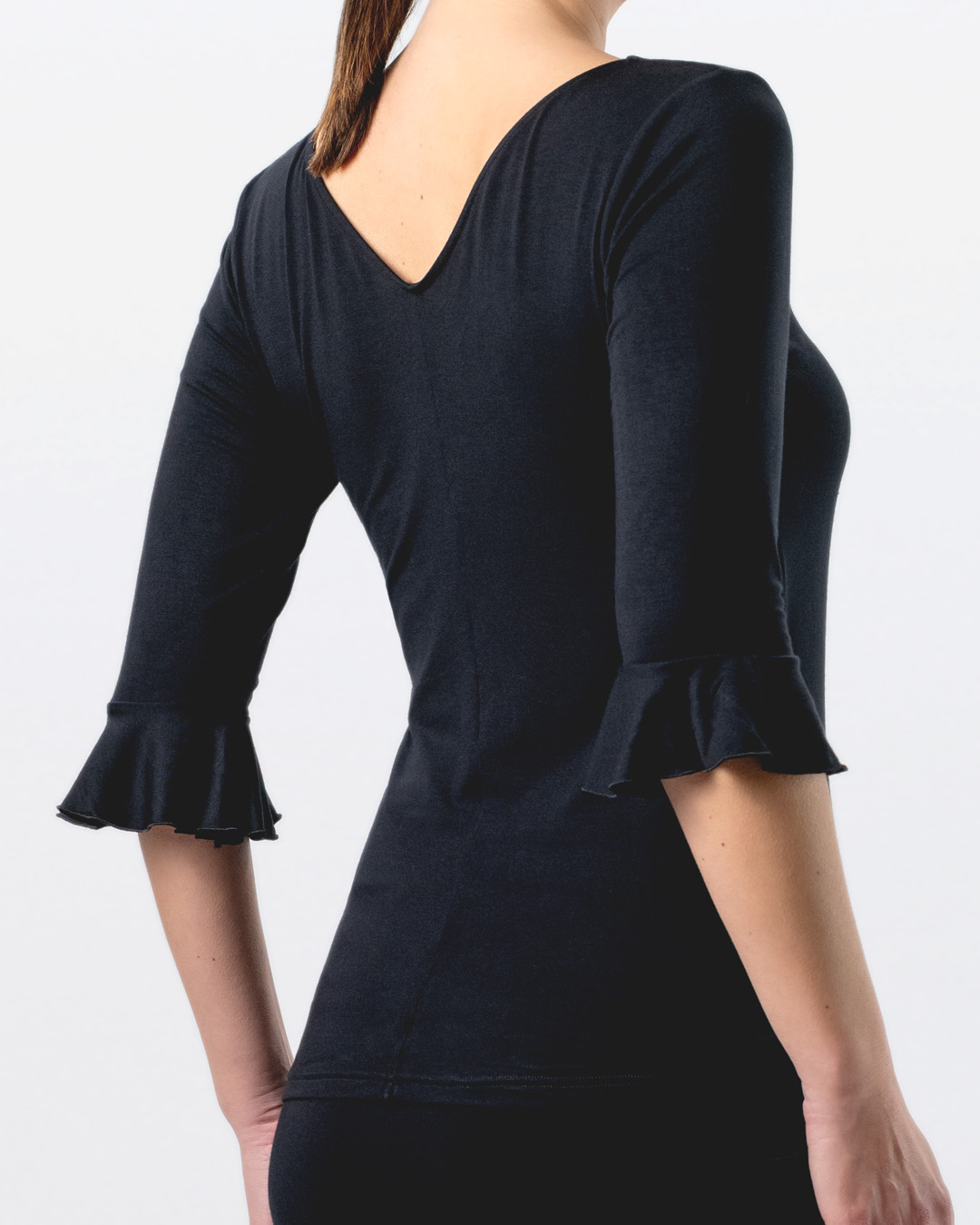 Rückenansicht von Tanzoberteil Talvi mit V-neck vorne und hinten