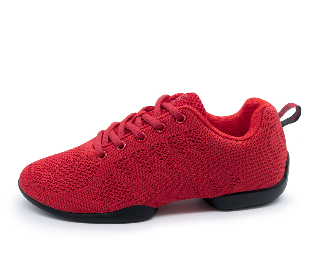 Sneaker 190 Roter Tanzsneaker mit geteilter, schwarzer Sohle zum Schnüren