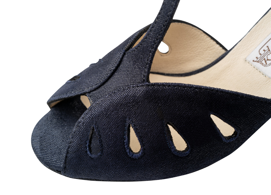 Werner Kern Lindsay - Tanzschuhe in blauem Glanzvelour mit stilvollen Cut Outs, kleiner Zehenöffnung und einem traumhaft bequemen Absatz von 6,5 cm