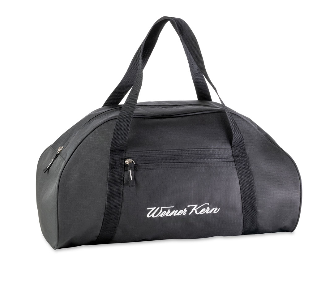 Schwarze Tanztasche mit weißem,gesticktem Logo von Werner Kern