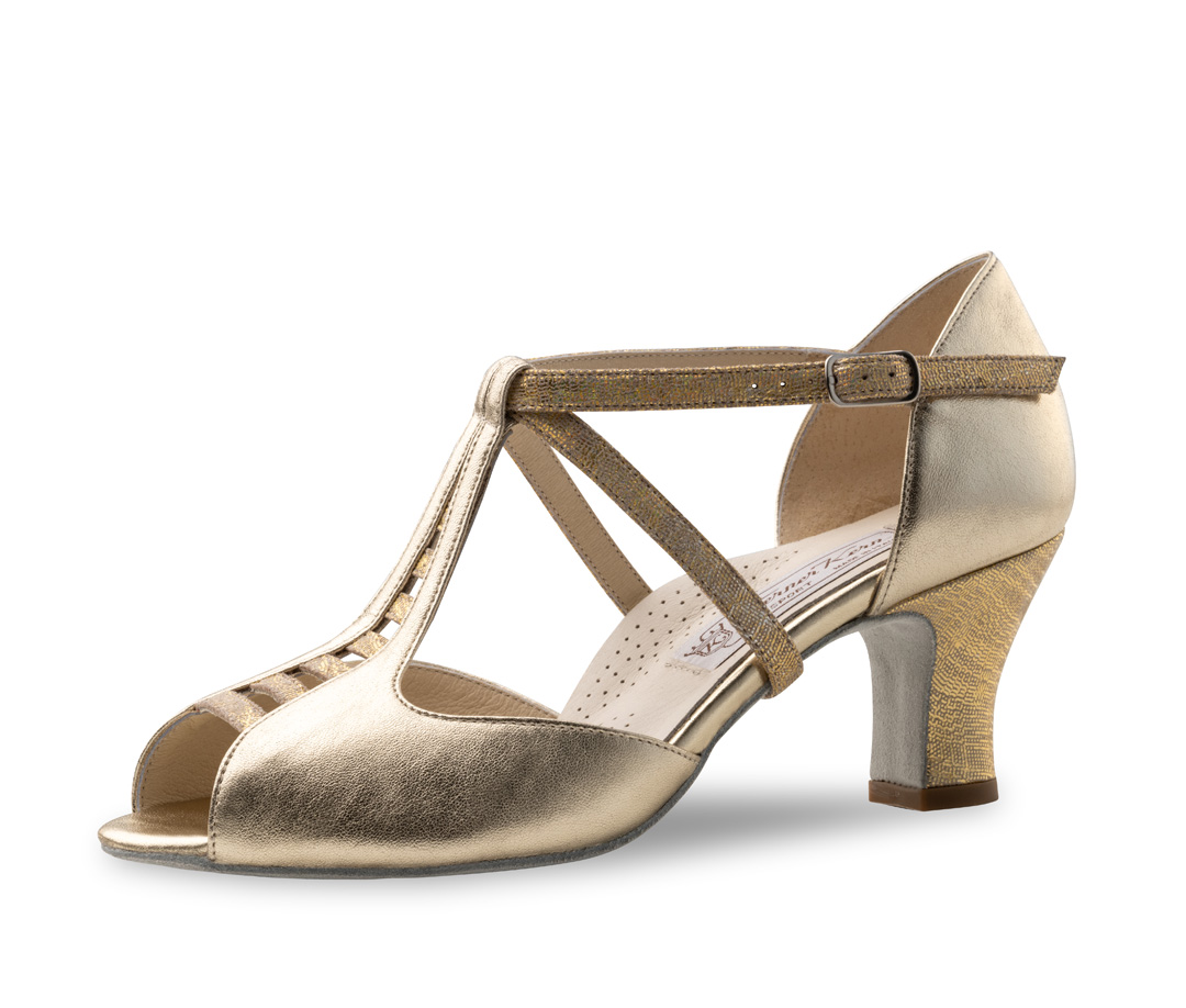 Holly Zeitlose Damen Tanzschuhe - Werner Kern Holly in Stella Beige Platin mit sich verjüngendem Steg für stilvolles Tanzen und perfekten Halt