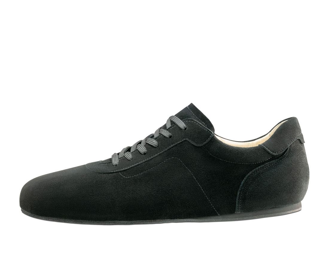Barfuß Tanzschuh für Herren aus weichem, schwarzem Velourleder von Werner Kern