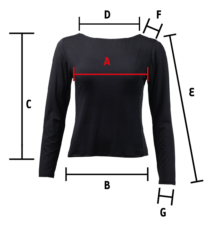 Maßtabelle Tanzshirt Phila