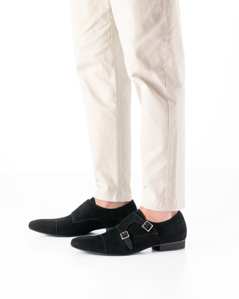 Werner Kern Anzio - Herren Tanzschuhe in schwarzem Veloursleder, klassisches Design mit verstellbaren Schnallen, handschuhweichem Veloursleder und Kalblederfutter, fantastisch bequeme Absatzhöhe von 2,0 cm