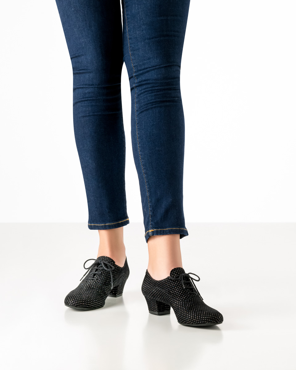 Damen Tanzschuh für sicheren Auftritt - Werner Kern Runa in Multicolor Brokat, hohe Flexibilität mit geteilter Sohle und 4xFach Schnürung für Komfort und optimalen Halt, fantastisch bequeme Absatzhöhe von 3,5 cm