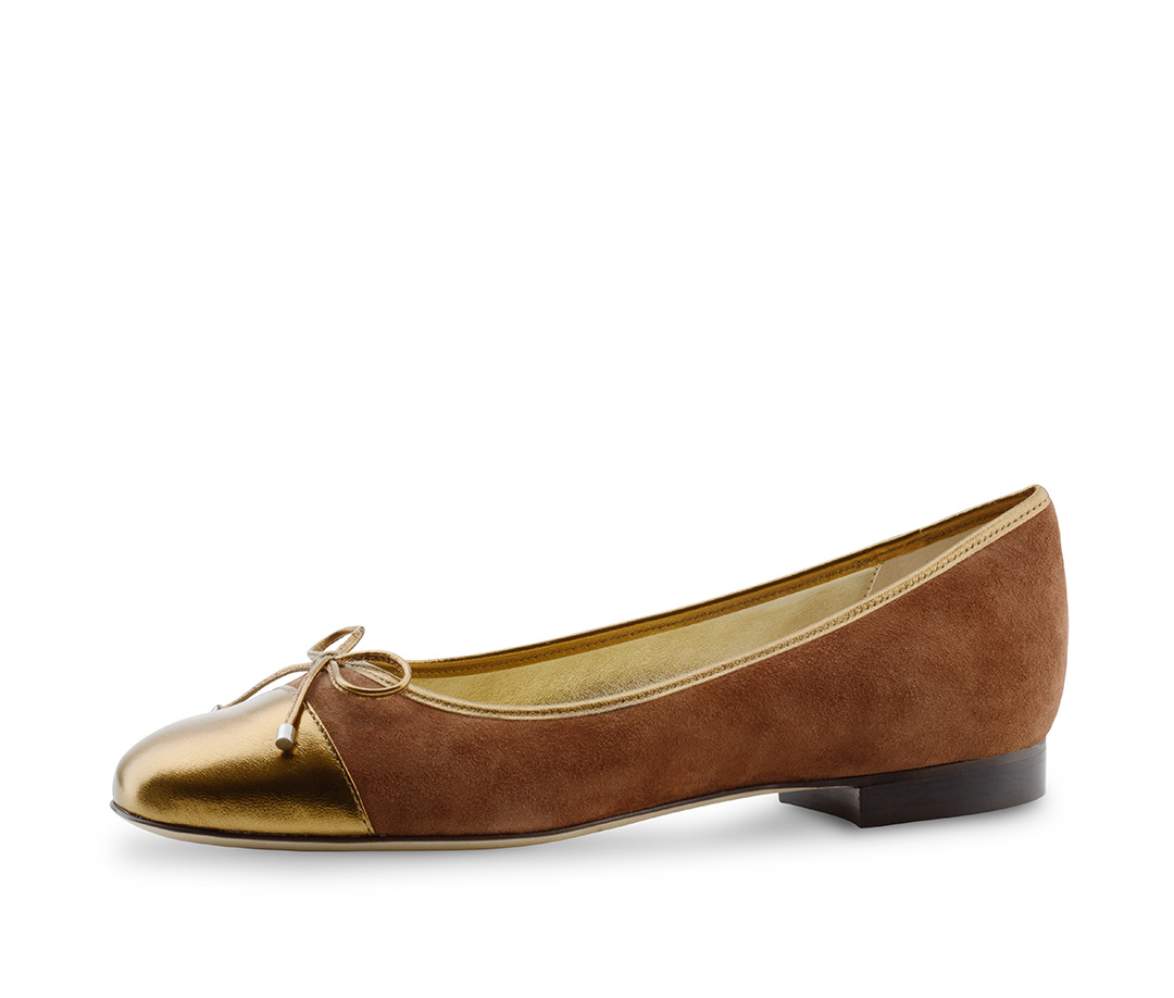 Juno Bezaubernde Ballerinas in braun kupfer Ziegenvelour Nappaleder