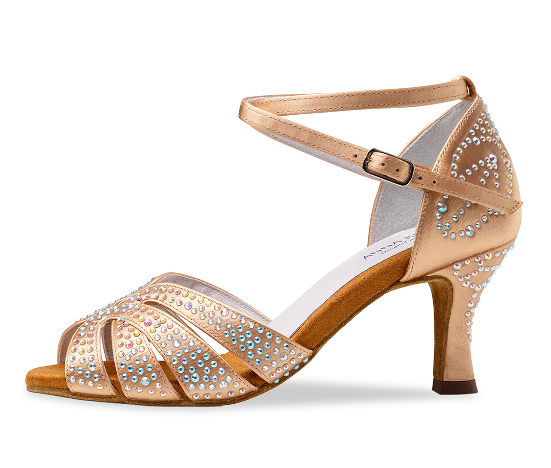 Lateintanzschuh in hellem bronzeton mit Strasssteinchen und 6 cm Fare-Absatzvon Anna Kern