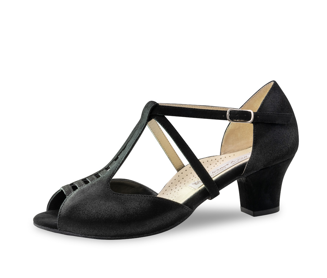 Holly Zeitlose Damen Tanzschuhe - Werner Kern Holly aus Samtziege Glanzvelour mit sich nach oben verjüngendem T-Steg und feinen Cut-Outs für stilvolles Tanzen