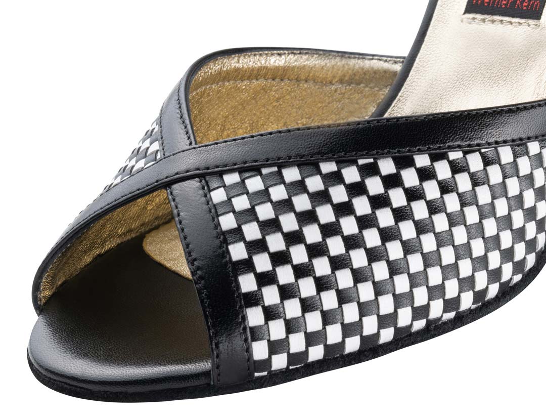 Simona Detailansicht von schwarz-weißem Nueva Epoca Damentanzschuh