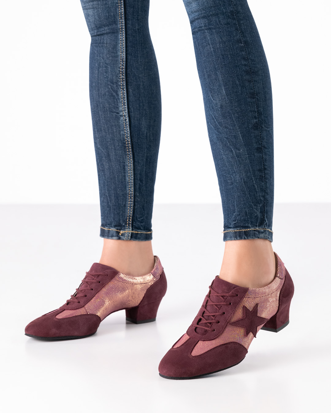 Ariana Bordeaauxfarbener Trainingstanzschuh zum Schnüren mit 3,5 cm Absatz von Werner Kern