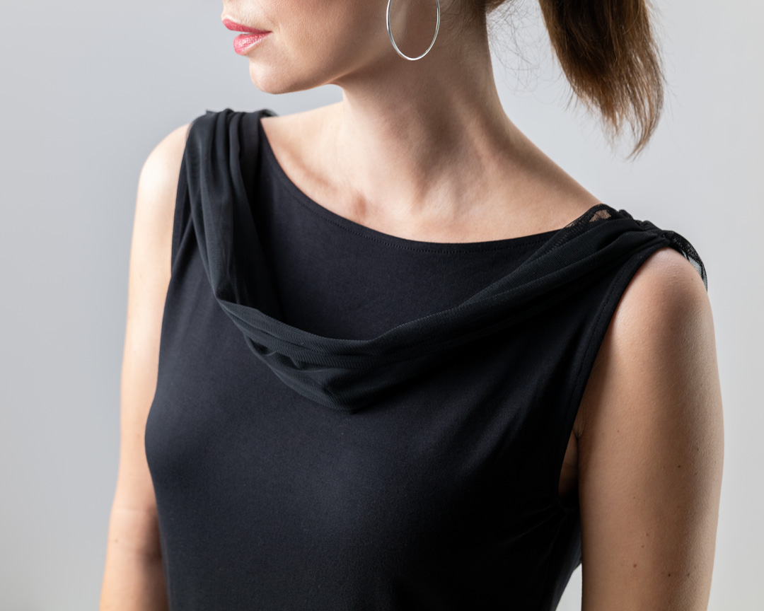 Tülldrapierung an Tanztop Auri in schwarz von Werner Kern