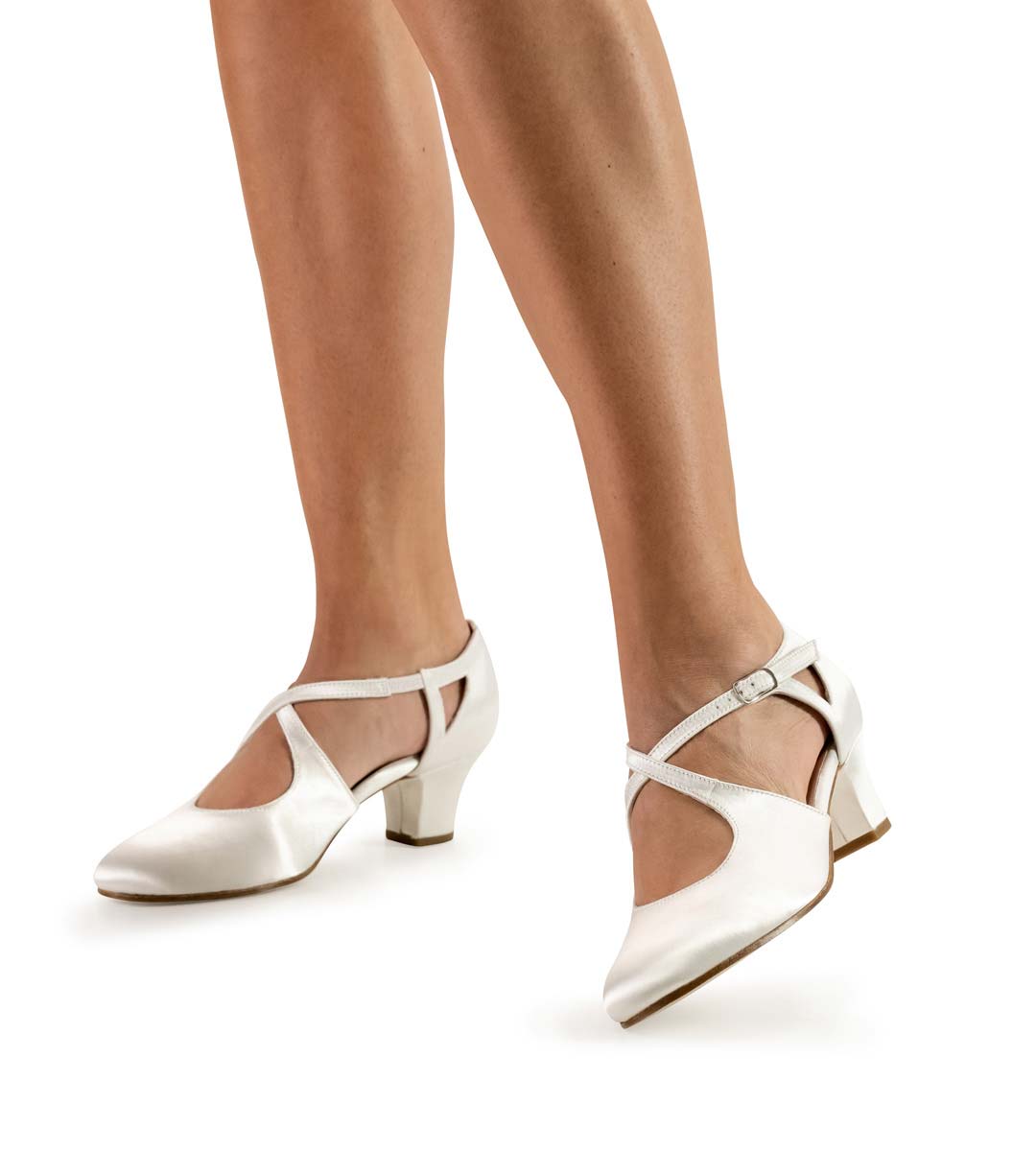 Gala weißer Brautschuh von Werner Kern mit Ledersohle mit 4,5 cm