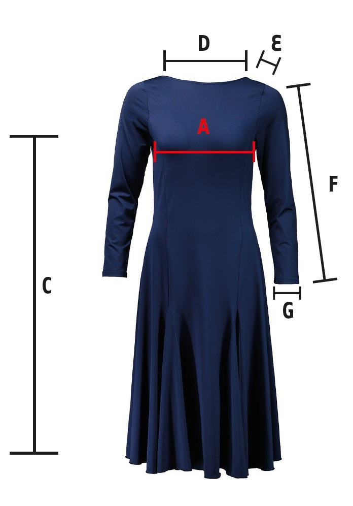 Maße von Tanzkleid Alya in schwarz