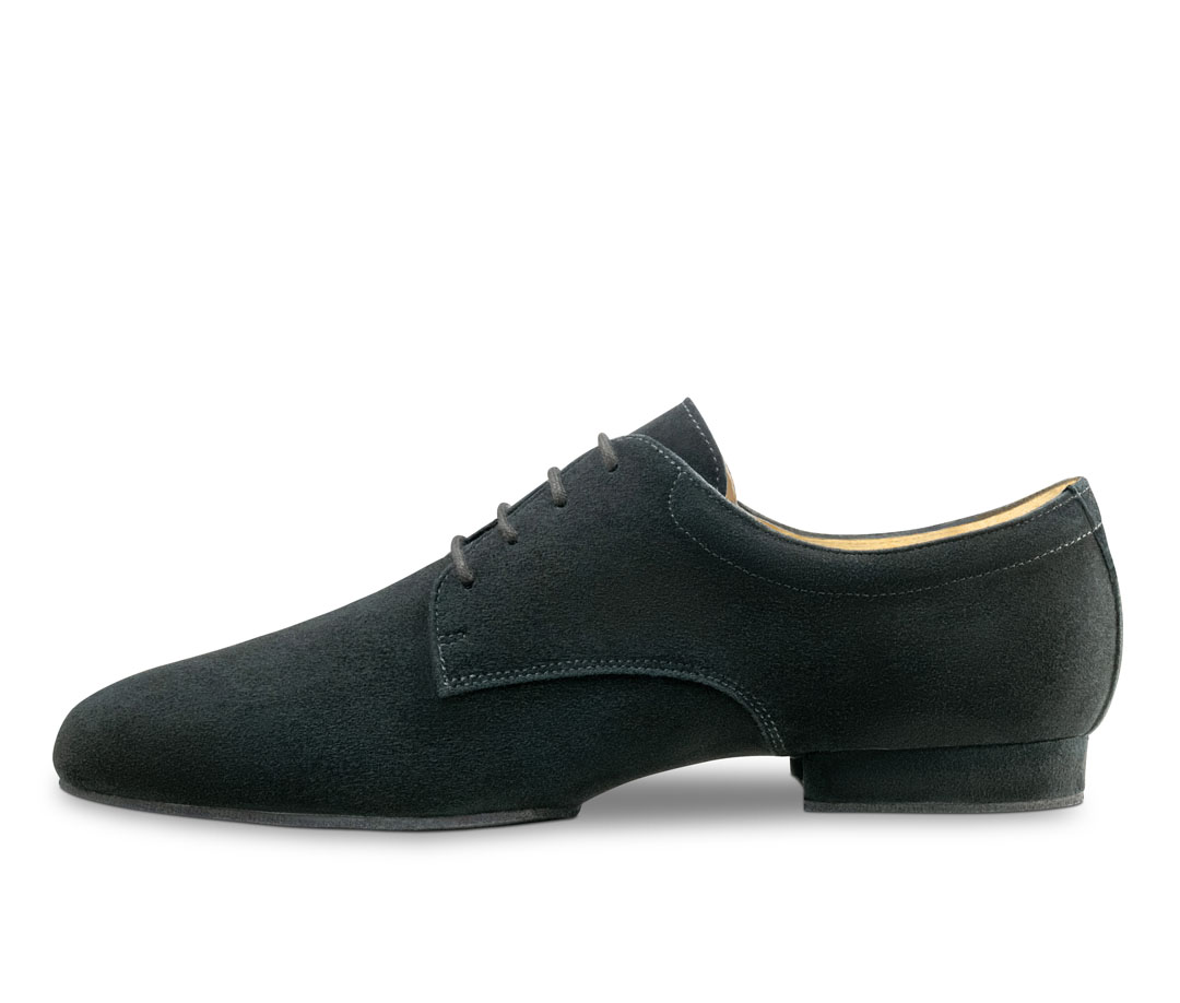 Herren Tanzschuh mit geteilter Sohle aus schwarzem Velourleder von Werner Kern