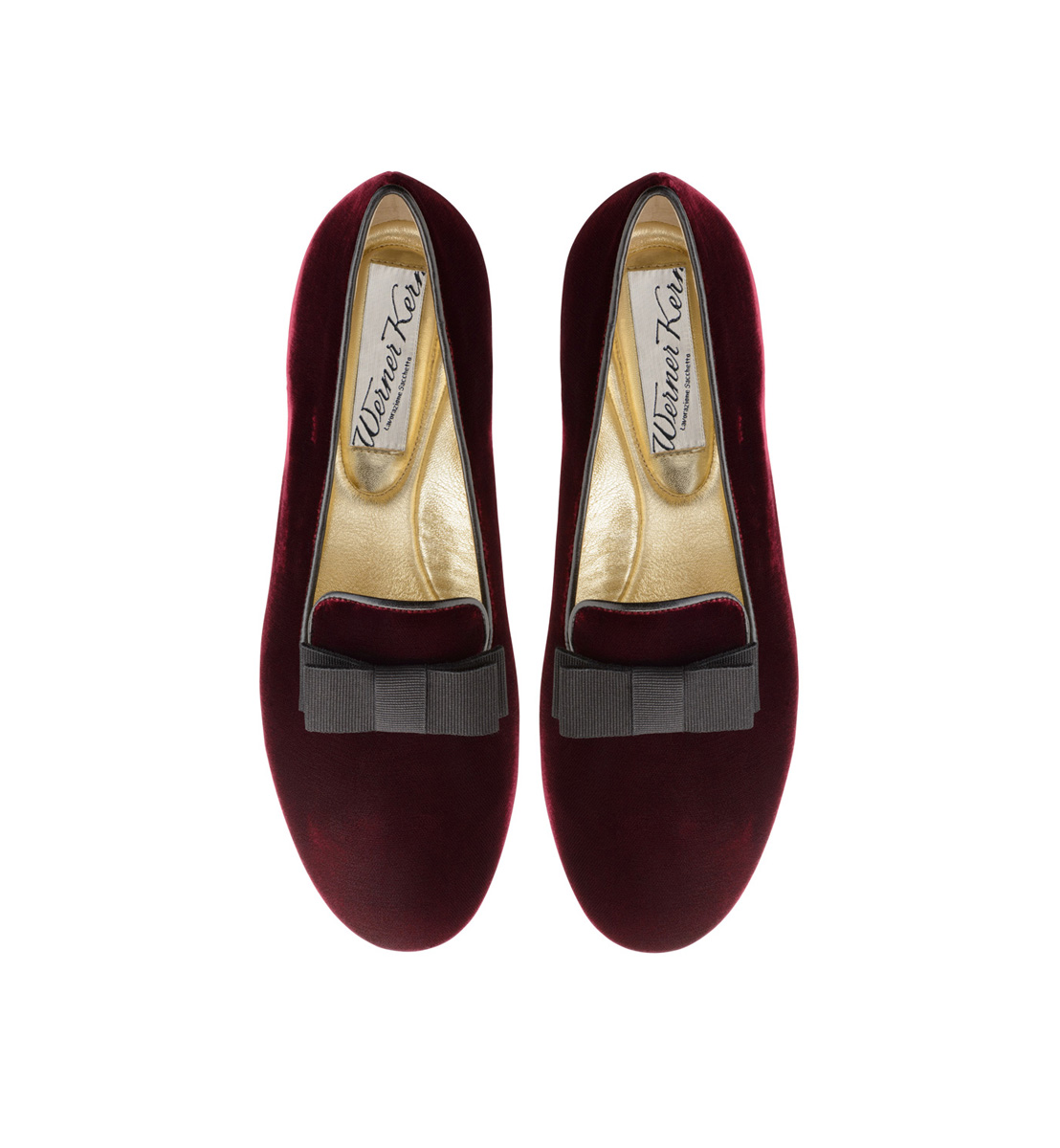 Ava Roter Loafer aus feinstem Samt mit schwarzer Schleife