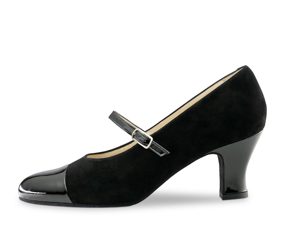 Gladys Mary-Jane Tanzschuh mit 6cm Blockabsatz aus Lack und Velourleder von Werner Kern