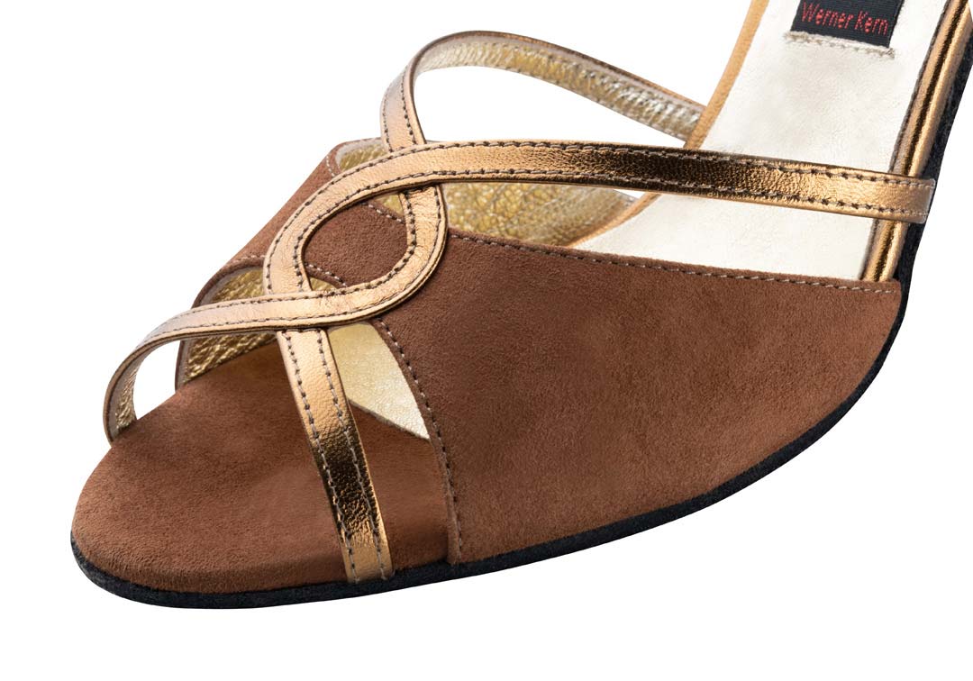 Helen Nueva Epoca Damentanzschuh in braunem Samtziege als Detailbild