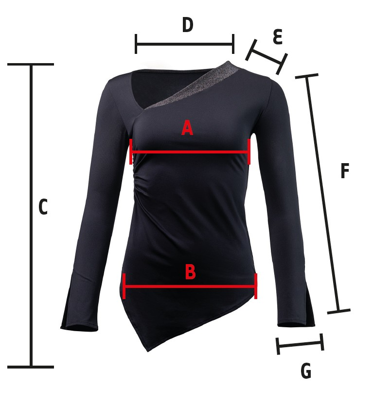 Maße von Tanzoberteil Rida in schwarz