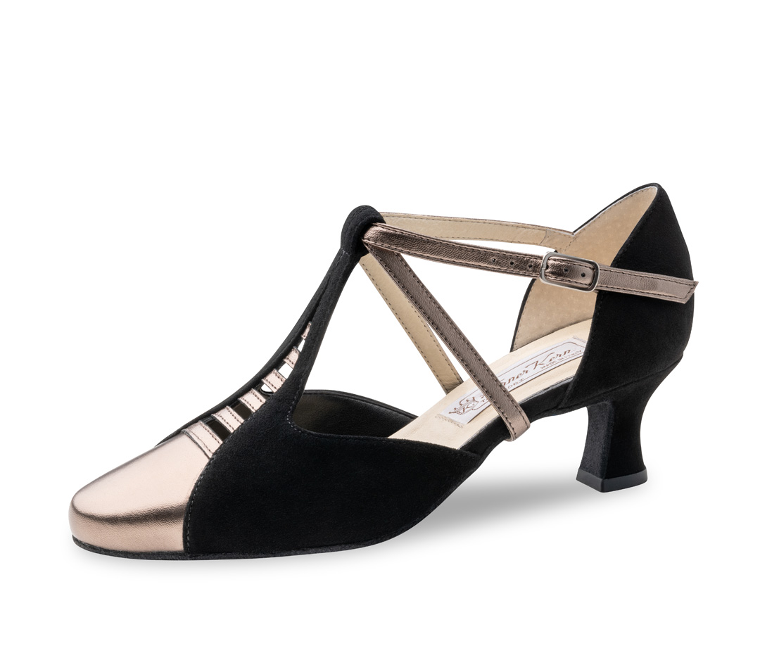 Pippa Tanzschuhe Pippa - Werner Kern in schwarzem Samtziegenleder und antikem Nappaleder, superbequem mit zeitlosem Look