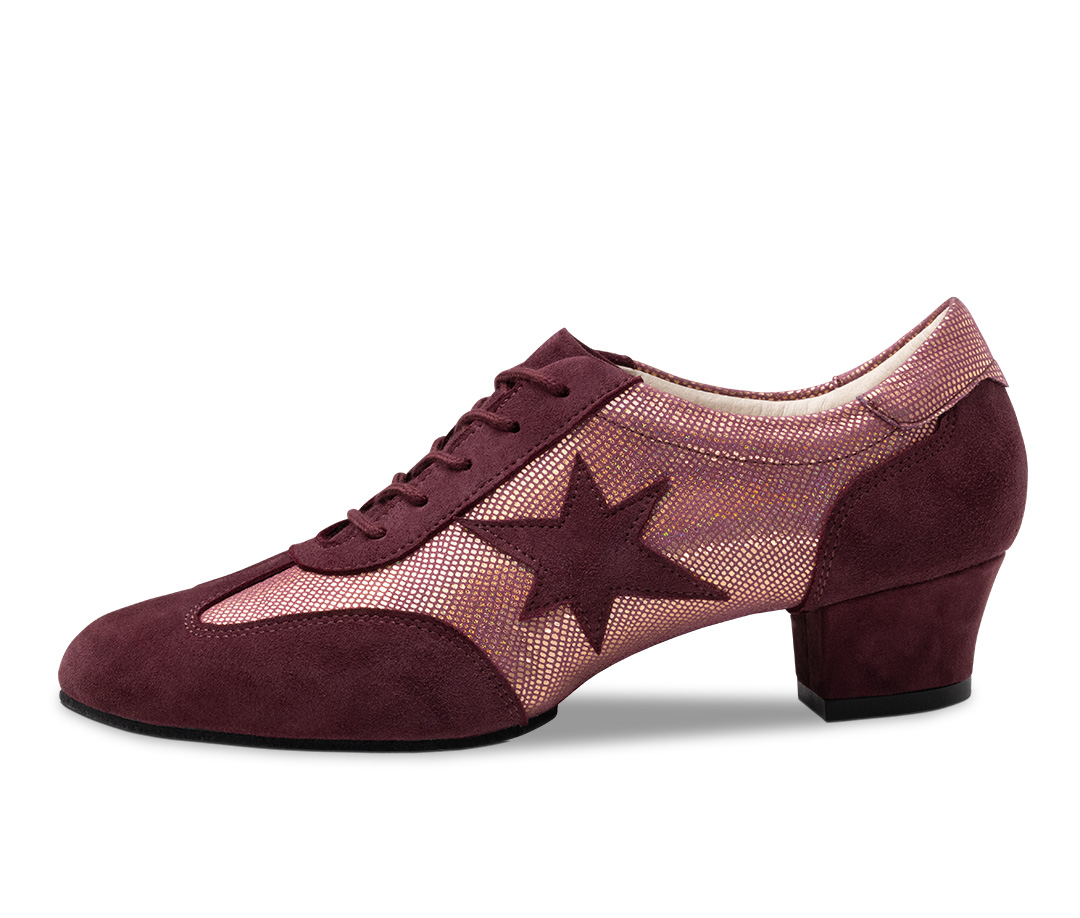 Bordeaauxfarbener Trainingstanzschuh zum Schnüren mit 3,5 cm Absatz von Werner Kern