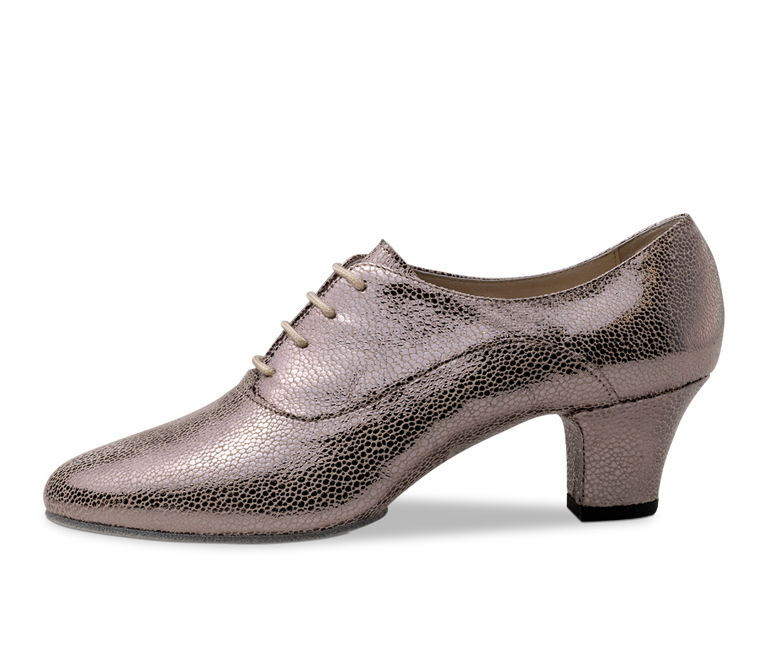 Trainingstanzschuh in antik metallick look mit 4fach Schnürung, 4,5 cm Blockabsatz von Werner Kern