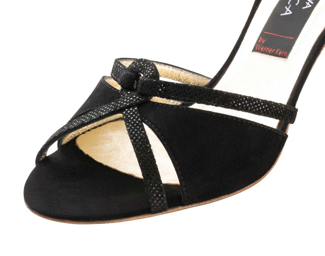 Christina Detailansicht des offenen Nueva Epoca Damentanzschuhes mit Ledersohle