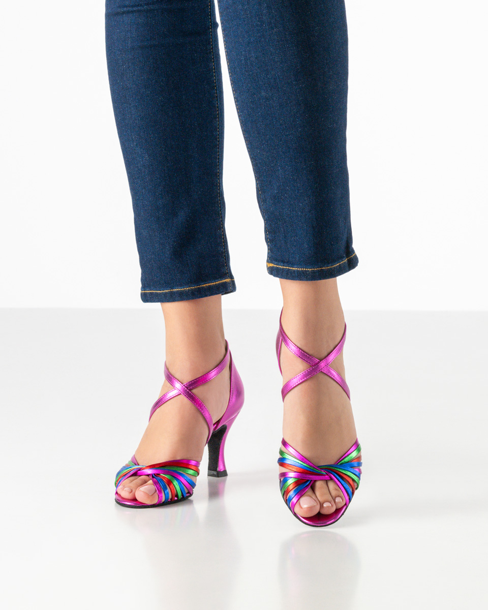 Werner Kern Mary - Damen Tanzschuhe aus Fuchsia Multicolor Nappaleder, vielfältig, lebendig und modern, mit einem Eyecatcher-Farbmix und filigran verarbeiteten Riemchen für sicheren Halt und luftiges Gefühl, fantastisch bequeme Absatzhöhe von 6,5 cm