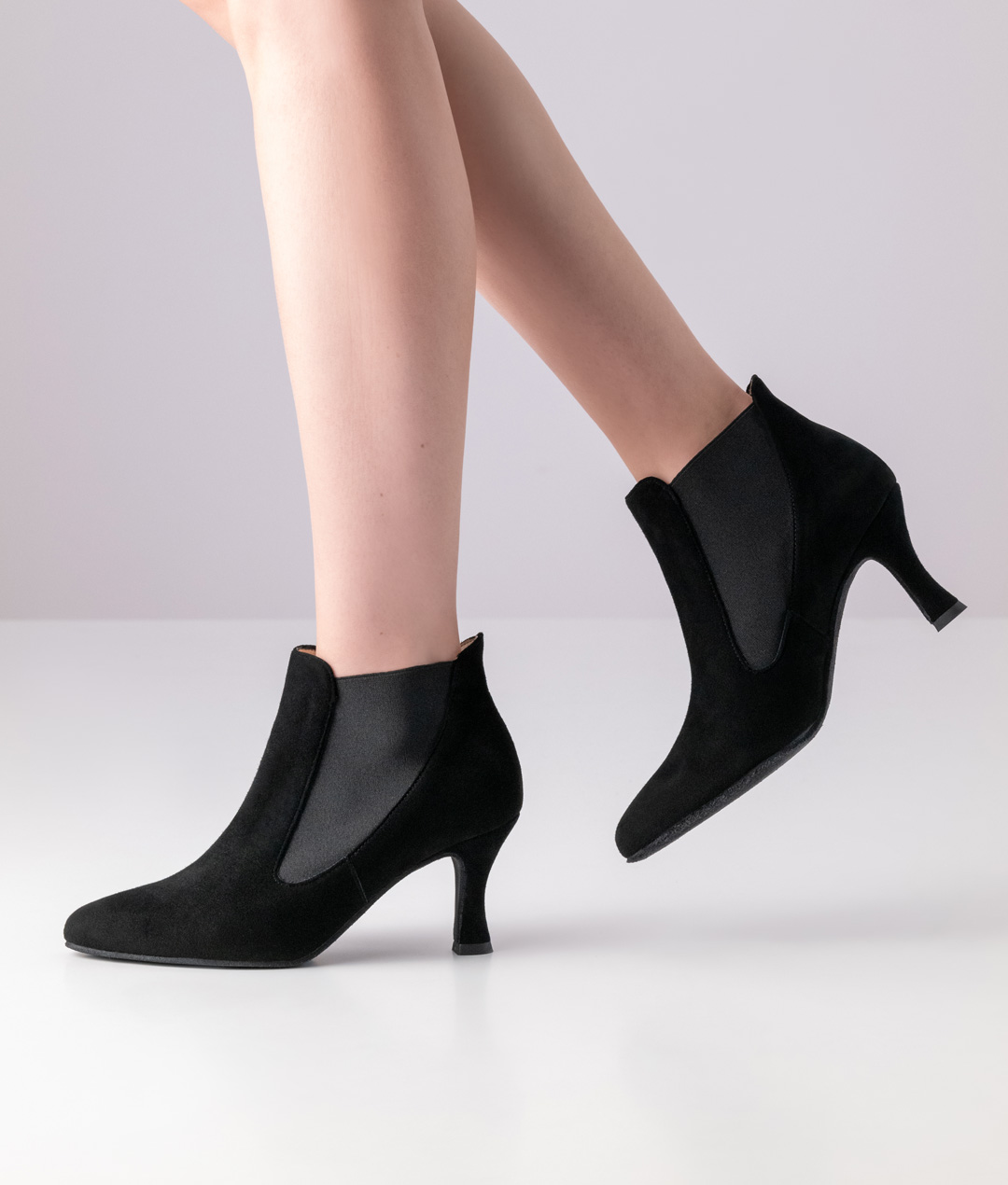 Tanzstiefelette Carina in schwarzem weichem Velourleder