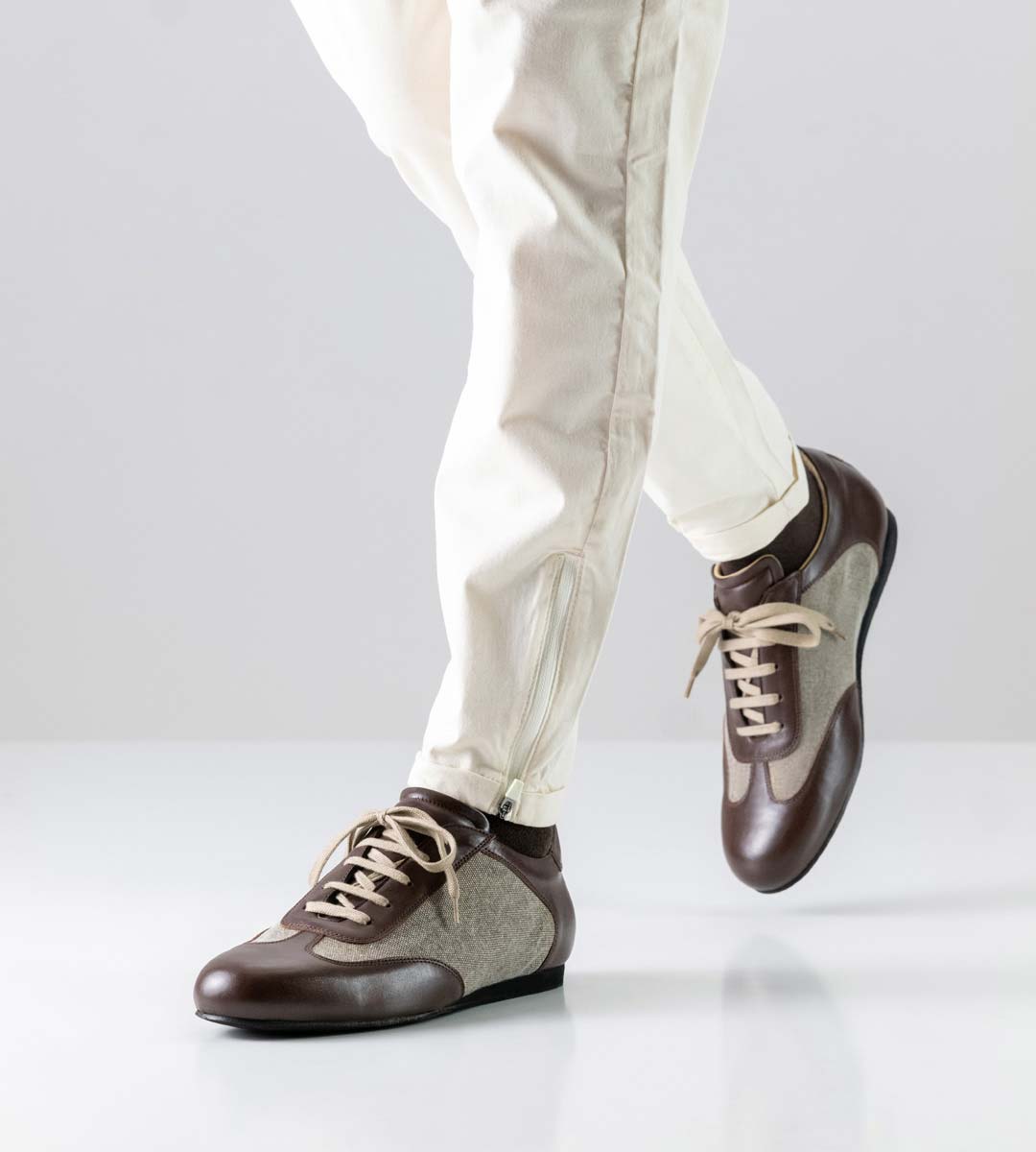 Positano Herrentanzschuh von Werner Kern in Leder mit Canvas in braun