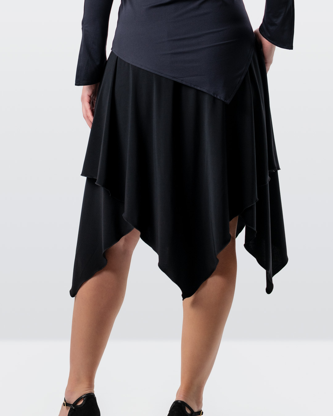 Tanzrock Orla Lagenrock Orla in Midilänge in Schwarz mit Zipfelsaum zum Tanzen von Werner Kern
