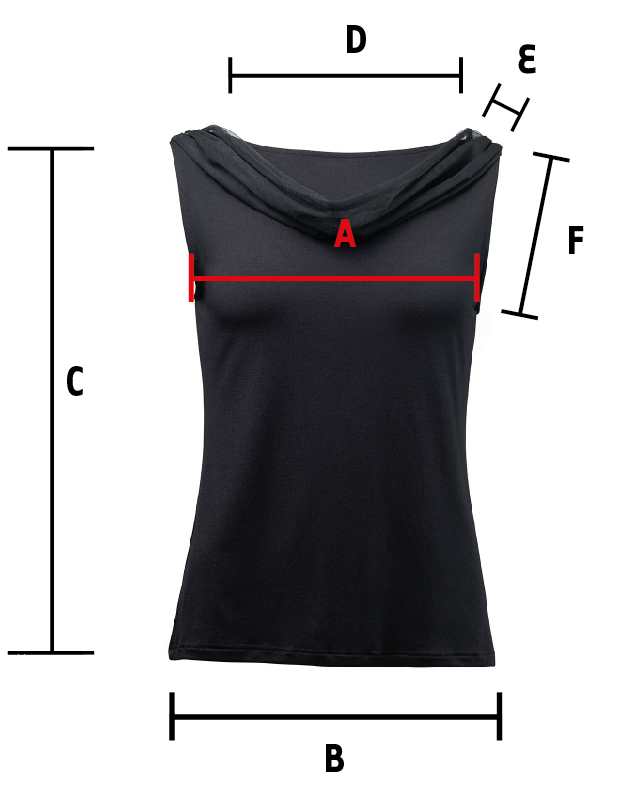 Maße von Tanzoberteil Auri in schwarz