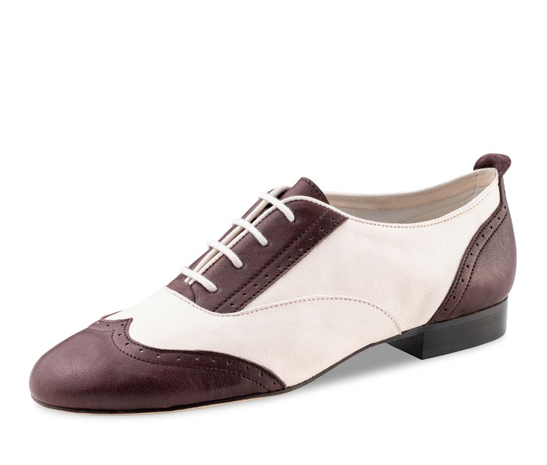 bordo-weißer Swing Damentanzschuh mit 1,5 cm hohem Absatz mit Ledersohle