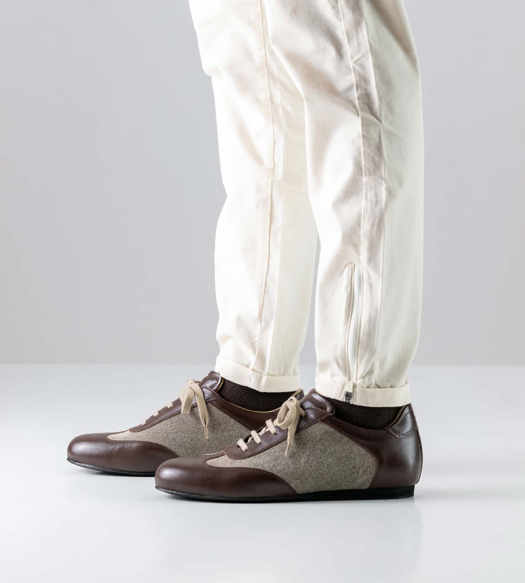 Positano 2 cm hoher Werner Kern herrentanzschuh in Leder und Canvas