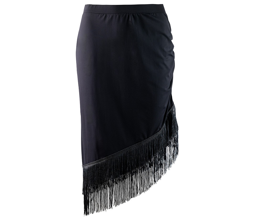 Tanzrock Oya Schmaler, knielanger Tanzrock mit Fransensaum in schwarz von Werner Kern